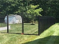 <b>6 foot high Belmont 3 Rail Alumi Guard Aluminum Fence with Ball Post Caps and Double Arched Gate</b>
